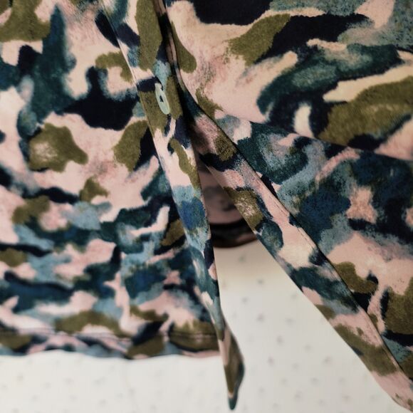 Susan Graver Liquid Knit Top 2X Multicolor Abstract Print Button-up Office Boho - Picture 6 of 16